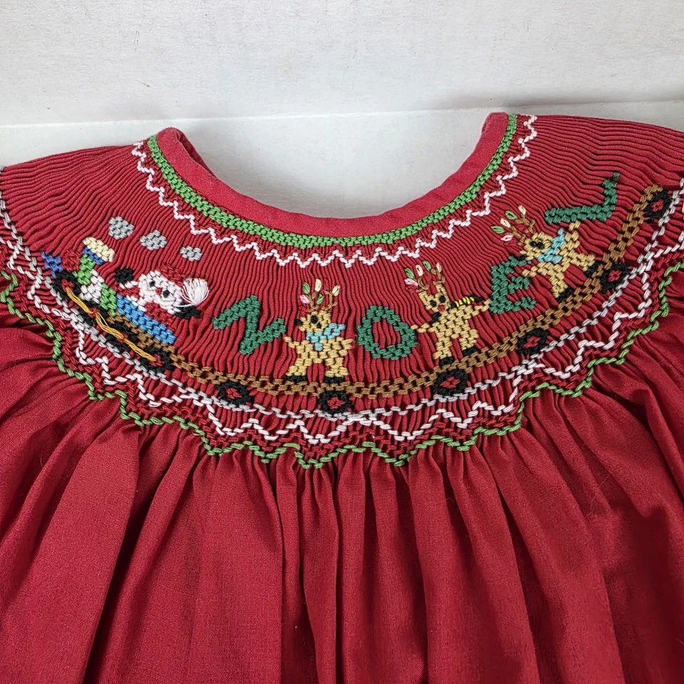 Vestido Rosalina 24M Niñas Obispo Rojo Calado Bordado Reliquia Navidad  Foto 3 de 4