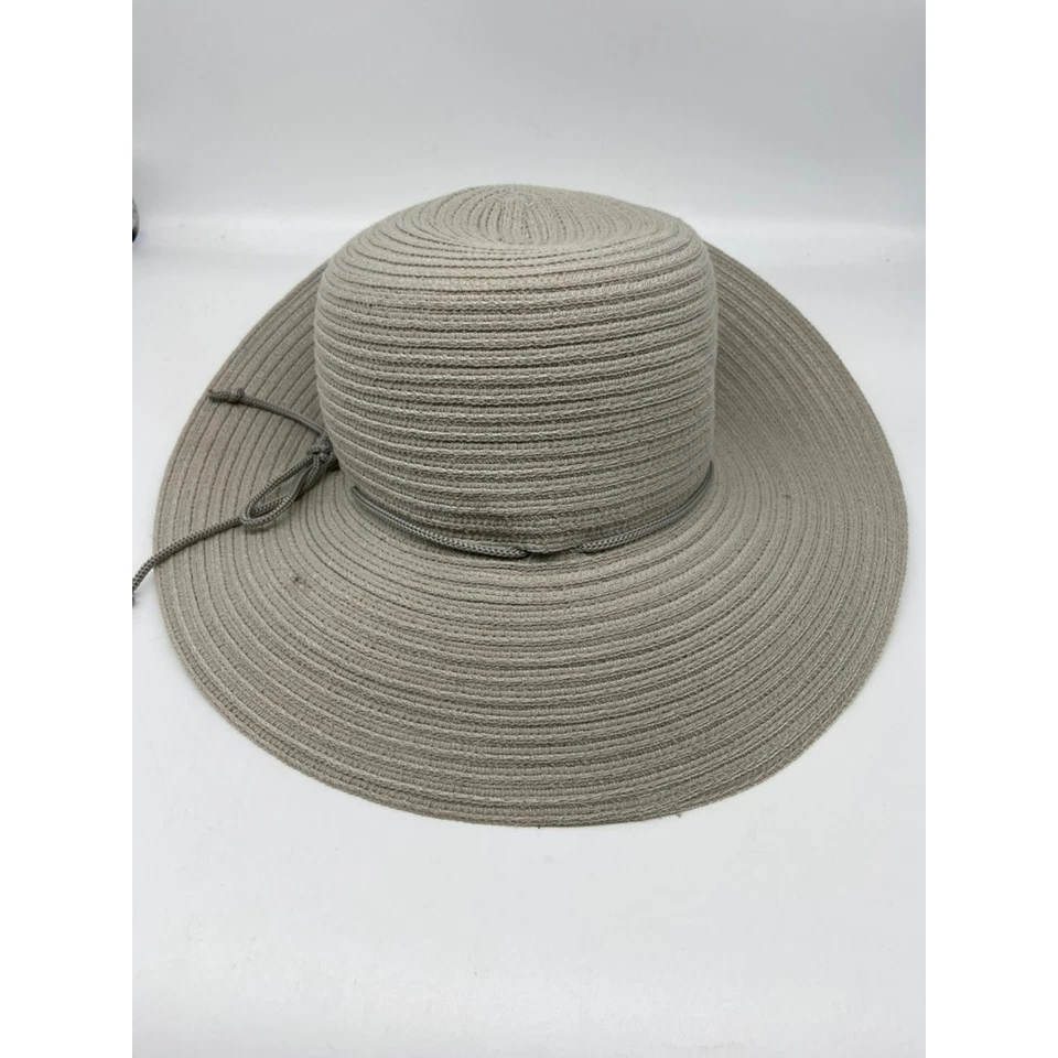 Sombrero de paja de investigación al aire libre para mujer talla única ala ancha sombrero para el sol gris acento de cuerda Foto 2 de 4