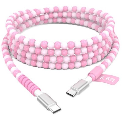 Beaded Charger 65W Fast Charging Cord 6ft Beaded USB to USB Cable Aesthetic P...
