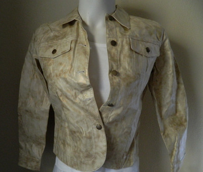 NWT BAMBOO TRADERS  womans GOLD METALIC LOOK JACKET long sleeve 2 pockets sz M