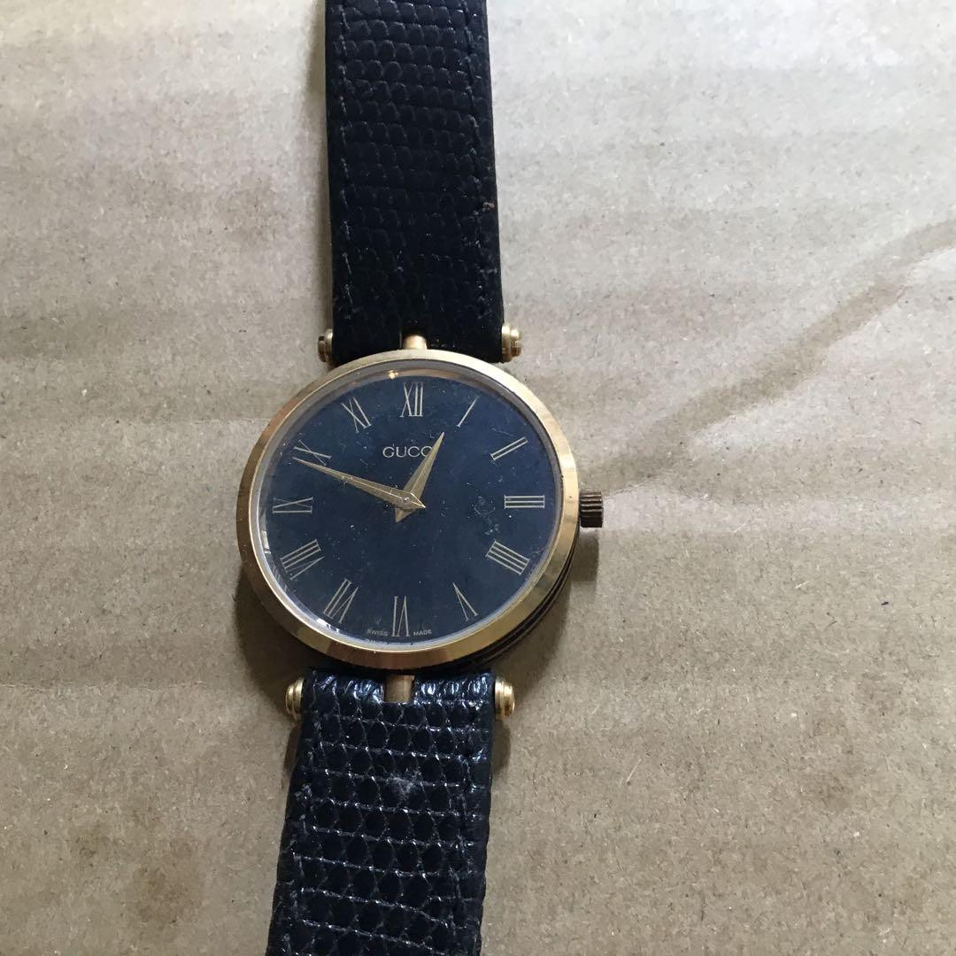 Gucci Men Wristwatch Black Round Black Manual No Work 115000