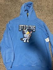 Bluey Men's Pull Over Hooded Sweatshirt NWT SZ L 42/44 Blue Long Sleeve
