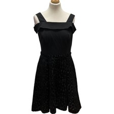 Coast Black A-Line Velvet Dress UK12 Off Shoulder Elegant Evening