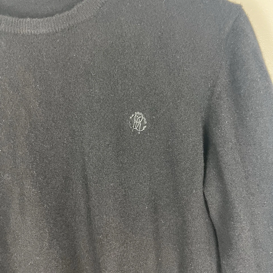 Suéter de Diseñador Roberto Cavalli Negro Peso Medio Lana Cachemira Cuello Redondo Logo Foto 3 de 4