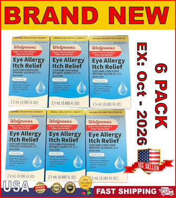 Walgreens Eye Allergy Itch Relief once Daily , 2.5 mL | 6 PACK | Ex 10/2026