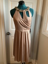 NEW Adrianna Papell ~ Copper Jersey Sequins Cutout Flare Party Dress 10