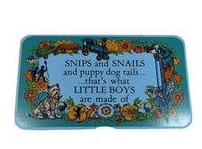 Vintage 1971 Snips Snails Nursery Wall Art Little Boys Wood Sign 16x9