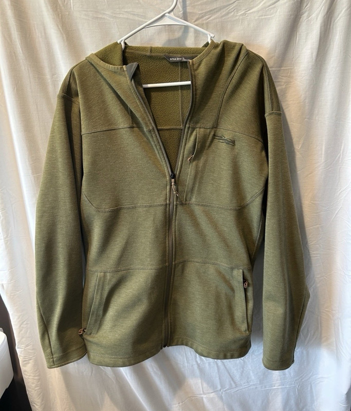 Sitka Gear Men’s Green Fleece Full Zip Hoodie Long Sleeve Size L