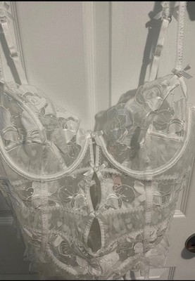 Victoria's Secret For Love & Lemons  AMORE Teddy Bodysuit Size XL  White NWT