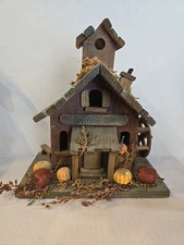 Christmas Village Wood Handmade Rustic Antique Harvest Lodge Small Minature