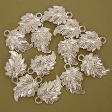 Zinc Alloy Pendants Leaf Silver PLated - 10pcs.