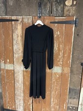 Boohoo Black A Line Evening Dress Long Sleeve Midi Open Elegant Occasion UK 8