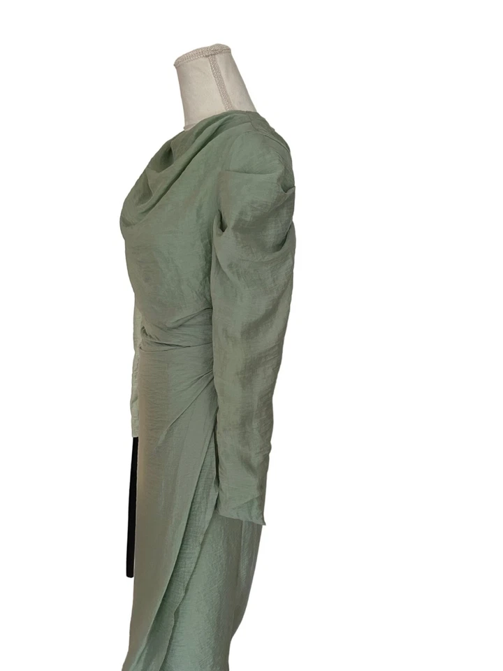 Asos Design Sage Green Draped Sleeve Wrap Skirt Maxi Dress UK 8 EU 36 US 4 - Image 3 of 4