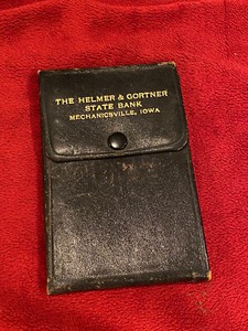 Vintage Bank Book Wallet, Helmer & Gortner State Bank in Mechanicsville, IA.