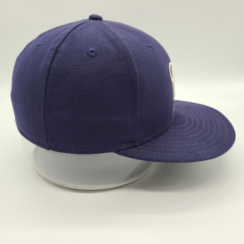Milwaukee Brewers Navy Blue New Era 59Fifty Fitted Size 7 1/4 Hat Cap M Logo - Picture 4 of 9