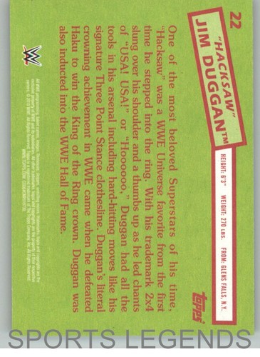 2015 Topps WWE Heritage #22 Hacksaw Jim Duggan - Picture 2 of 2