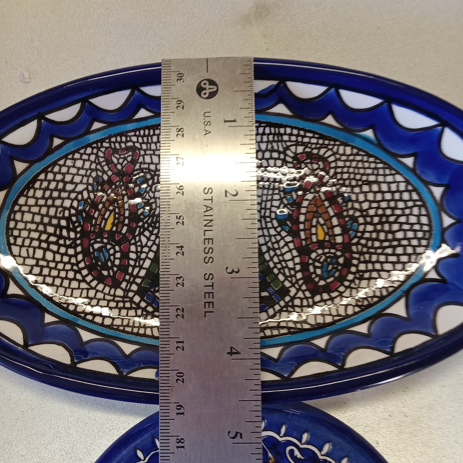 Arm colorful peacock ceramic plates 5'' and color fish and bread ceramic mosaic