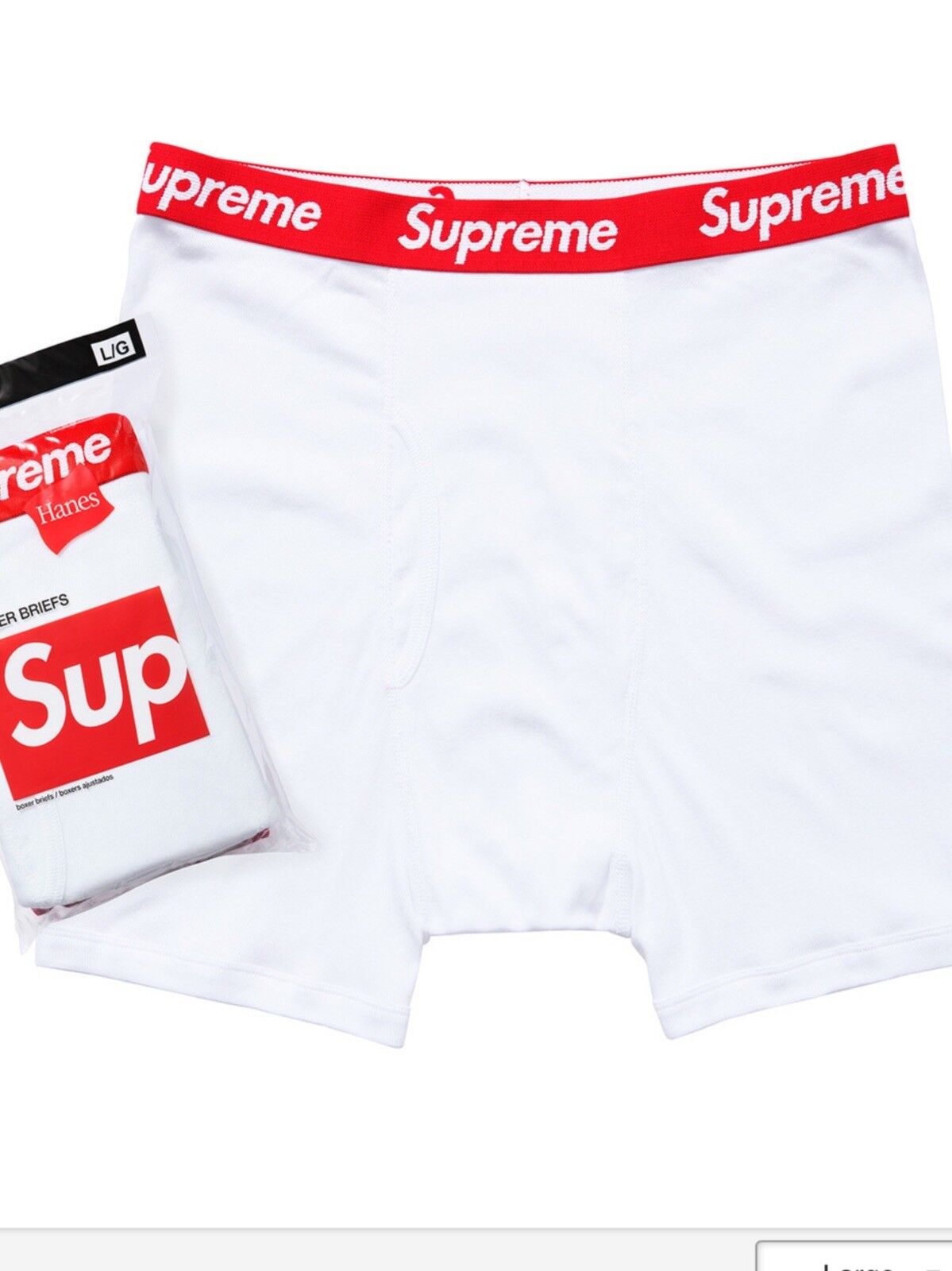 SUPREME 💯❗️🅰️ AUTHENTIC HANES BOXER BRIEFS (1) LARGE