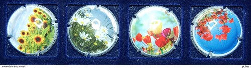 4 Plaque de muselet de champagne serie fleurs champetres complet - 第 1/1 張圖片