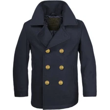 German Army Style Classic BW Marine Colani Pea Coat Mens Peacoat Navy Blue S-3XL