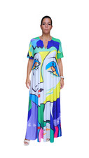 Women's Chic Abstract Graphic Maxi Dress with Pockets