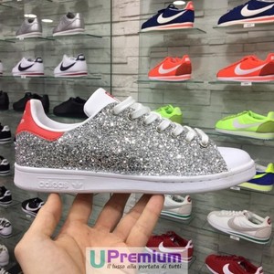 Adidas Stan Smith Glitter Silver Red [Custom product] original shoes | eBay