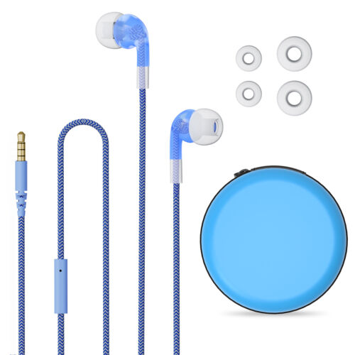 Geekria Kids Wired Earbuds with Microphone & Volume Control (Blue) - 第 1/6 張圖片