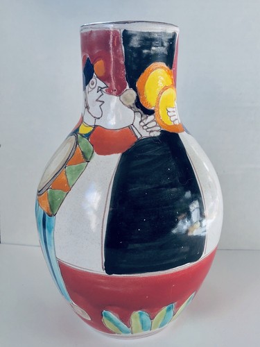 Vintage Giovanni Desimone italienische Keramikvase #277 handbemalte Musiker signiert - Bild 6 von 12