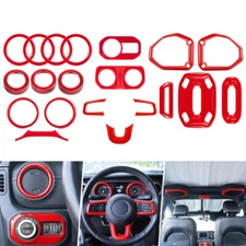 20 x Red Interior Accessories Trim Cover Kit Full Set For Jeep Wrangler JL 2018+