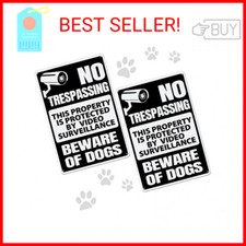 Loopeer 2 Pieces Beware of Dog Sign for Fence Lawn Funny Warning Decor No Trespa