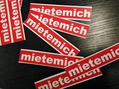 10 Stück Aufkleber mietemich 130x25 Beschriftung Mietmaschinen Anhänger Geräte - Bild 1 von 3