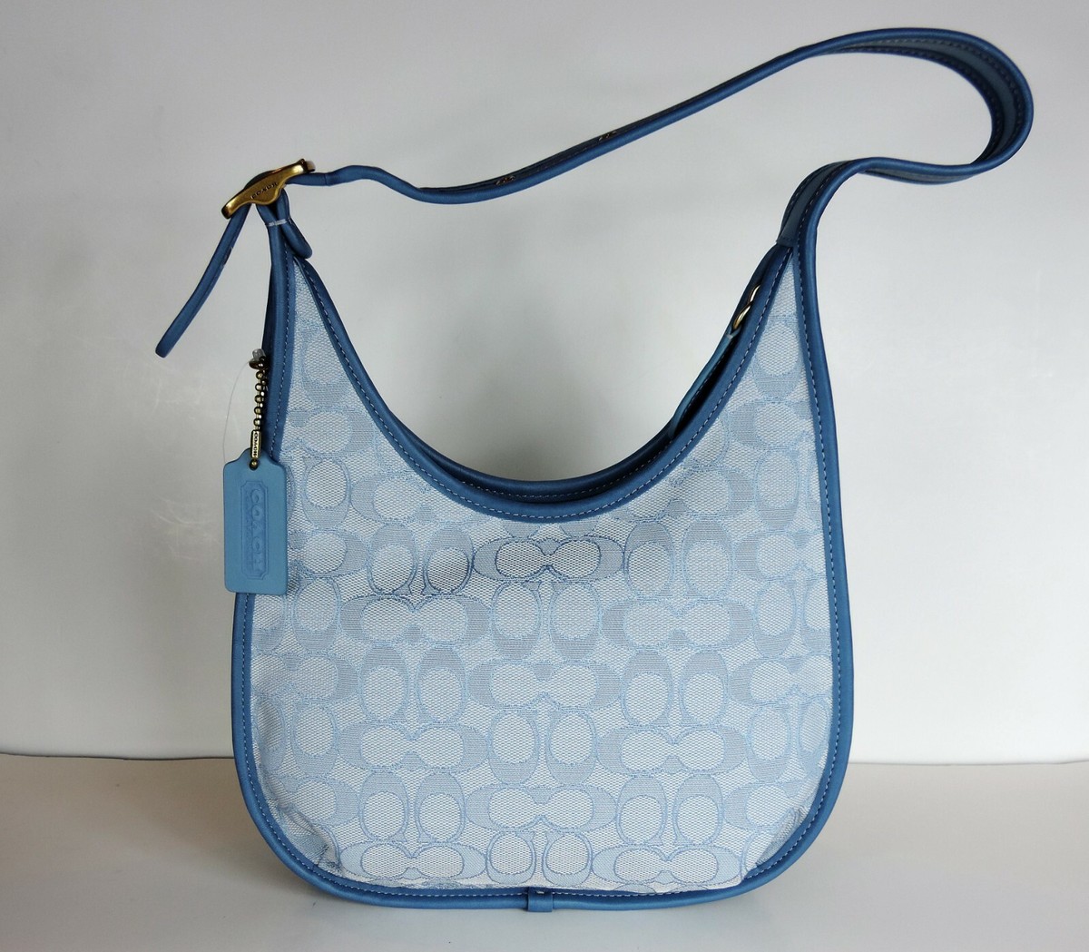 バッグ Coach Signature Ergo Bag Light Blue New Coach Ergo Medium Shoulder Bag In Signature Jacquard