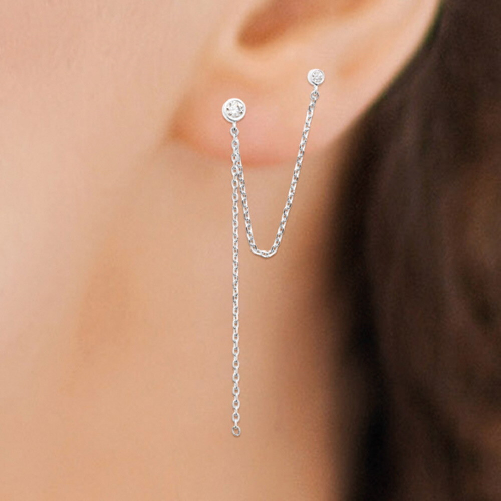 Boucle d'oreille pendante argent 925 anti-ternissement pour peau sensible