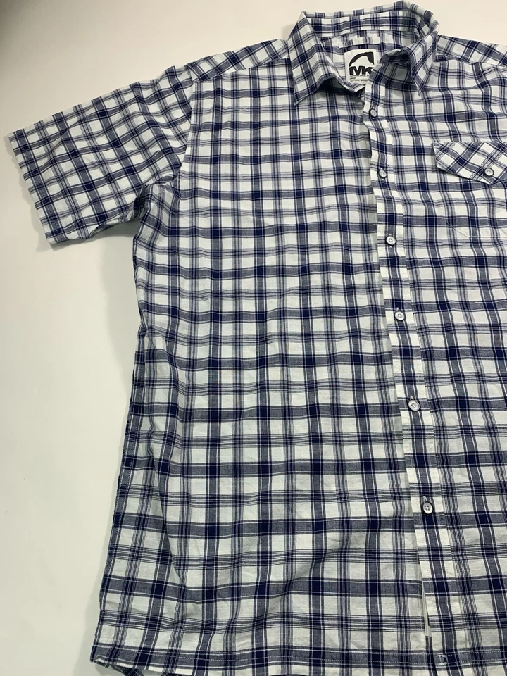 Camisa Mountain Khakis Para Hombres Grande Azul Bolsillo a Cuadros Abotonable Informal Foto 3 de 4