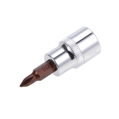 3/8'' Drive x PH1 Phillips Bit Socket, Standard Metric, S2 and Cr-V Steel