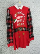 New No Boundaries Sherpa Hoodie Christmas Sweater Size L 11 13 Junior Santa Body