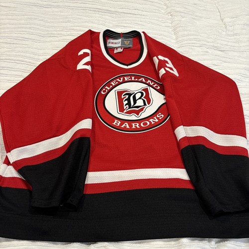 Vintage Rare NHL Parise Cleveland Barons Hockey Jersey, Size L BIN