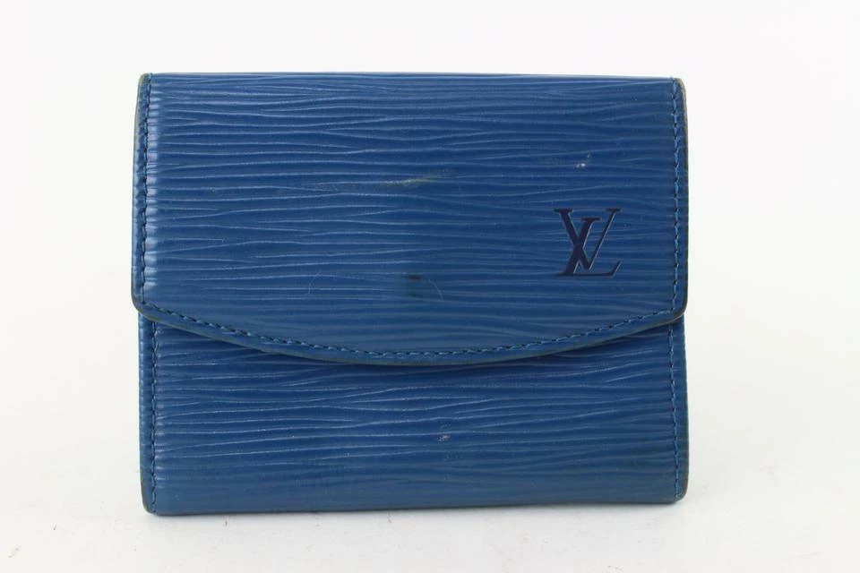 Louis Vuitton Blue EPI Leather Coin Pouch Change Purse Wallet