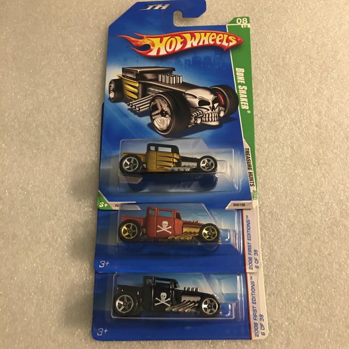 Hot Wheels (3)Bone Shaker 1/ Treasure Hunt 2/ First Editions New