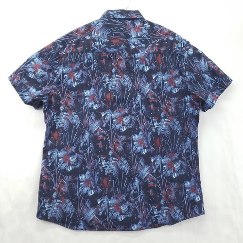 Vince Camuto Shirt Mens Large Blue Floral Short Sleeve Regular Fit Button-Up - Picture 2 of 10