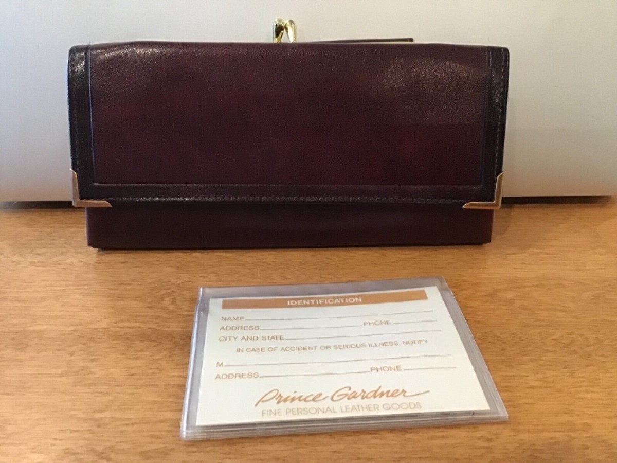 PRINCESS GARDNER NEW UNUSED BURGUNDY COWHIDE LEATHER LONG WALLET CLUTCH COIN