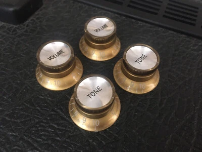 4 Gold Top Hat Bell Volume & Tone Knobs for Gibson Epiphone Les Paul SG