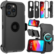 For iPhone 15 15 Pro Max 15 Plus Case Rugged Hybrid Cover Belt Clip Kickstand