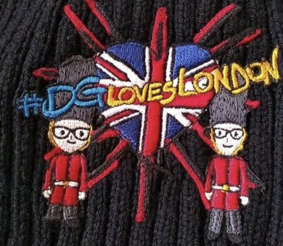 出售! 罕见! 全新! DG & FAMILY/DG Loves London Dolce Gabbana 围巾 黑色 — 第 2/2 张图片