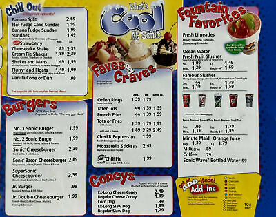 Vintage Original Menu SONIC DRIVE-IN Winter Haven Florida