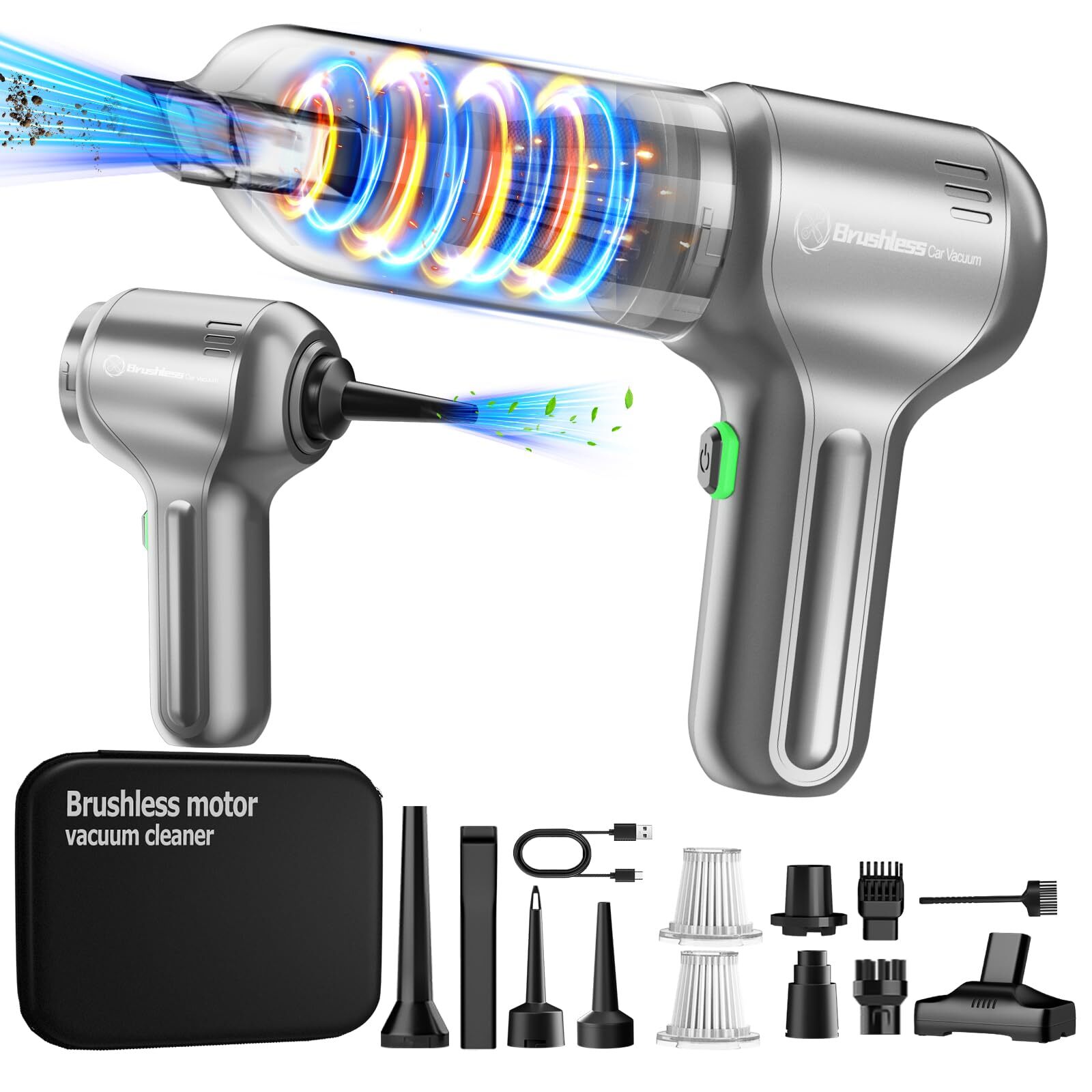 15000PA Powerful Cordless Handheld Car Vacuum with Portable Design