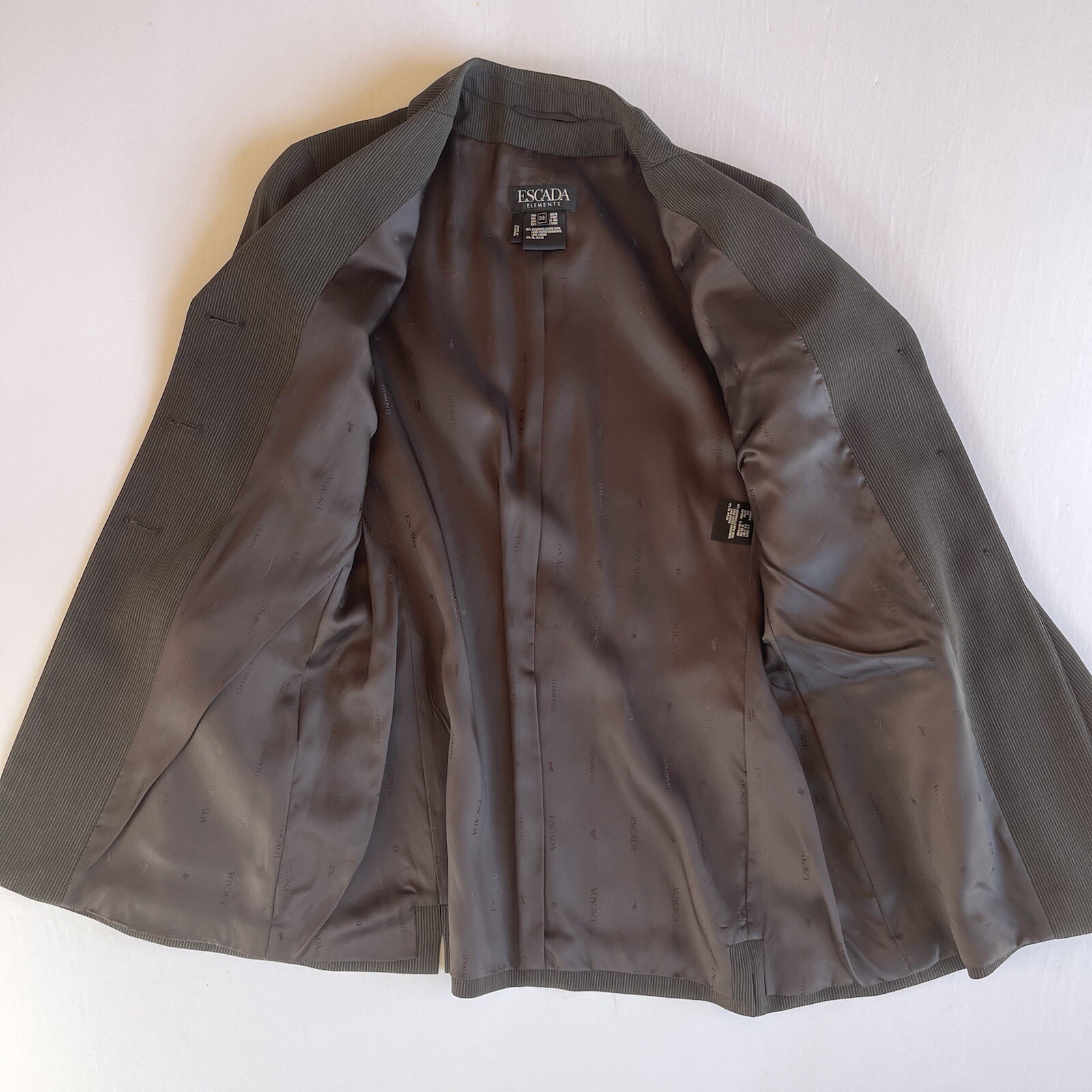 ESCADA ELEMENTS Wool Striped Blazer Jacket Brown … - image 11