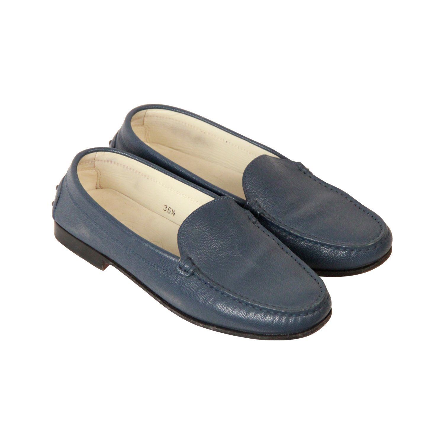 Authentic TOD'S Blau Leder LOAFERS Mocassins Flat Schuhe Größe 36.5 Authentic TOD'S Blau Leder LOAFERS Mocassins Flat Schuhe Größe 36.5