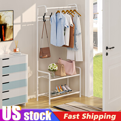 Hall Tree Entryway Bench with Coat Rack freestanding 3 In 1 Shoe Bench W/ Hooks