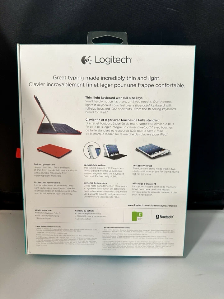 Logitech Ultrathin Portfolio Keyboard Folio Case for Apple iPad Air - Mars Red - Image 2 of 4
